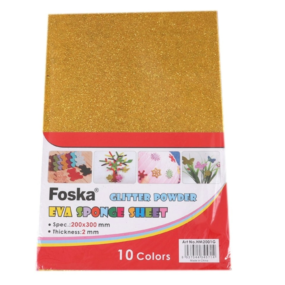 image 1 of Pack of 10 20 x 30cm Glitter Eva Sponge Paper