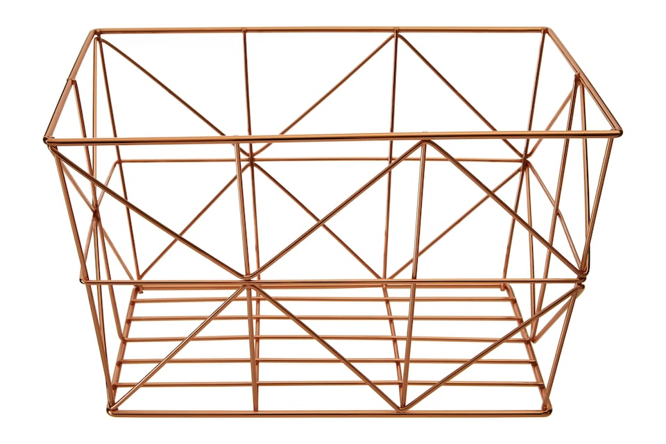 image 1 of Stylish Copper Finish Tapered Wire Basket, Functional Wireframe Basket For Kitchen, High Quality Basket | Gold