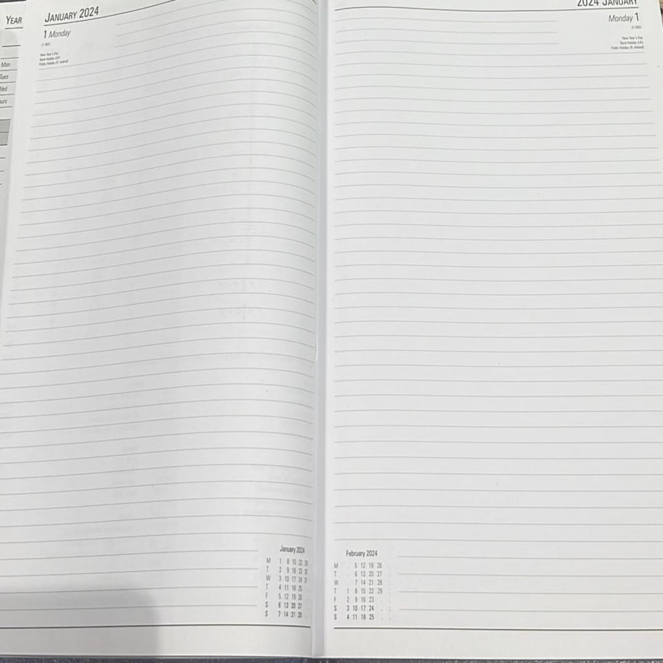 image 1 of 2024 A4 2 Pages Per Day Burgundy Desk Diary