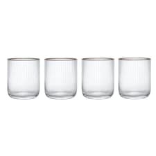 Mikasa Tumbler Glasses Set Clear Ridged Crystal 380ml Set of 4