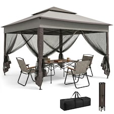 Outsunny Garden Folding Tent Heavy Duty Pop Up Gazebo for Party Dark Grey | Grey