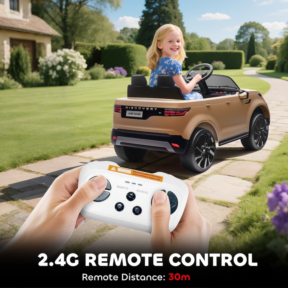 image 1 of AIYAPLAY Land Rover Discovery Licensed 12V Kids Electric Car w/ Remote Khaki