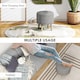 image 6 of HOMCOM Round Storage Stool, Linen Fabric Upholstered Foot Stool with Removable Top, Padded Seat, Hidden Space and Wooden Legs for Living Room, Light Grey