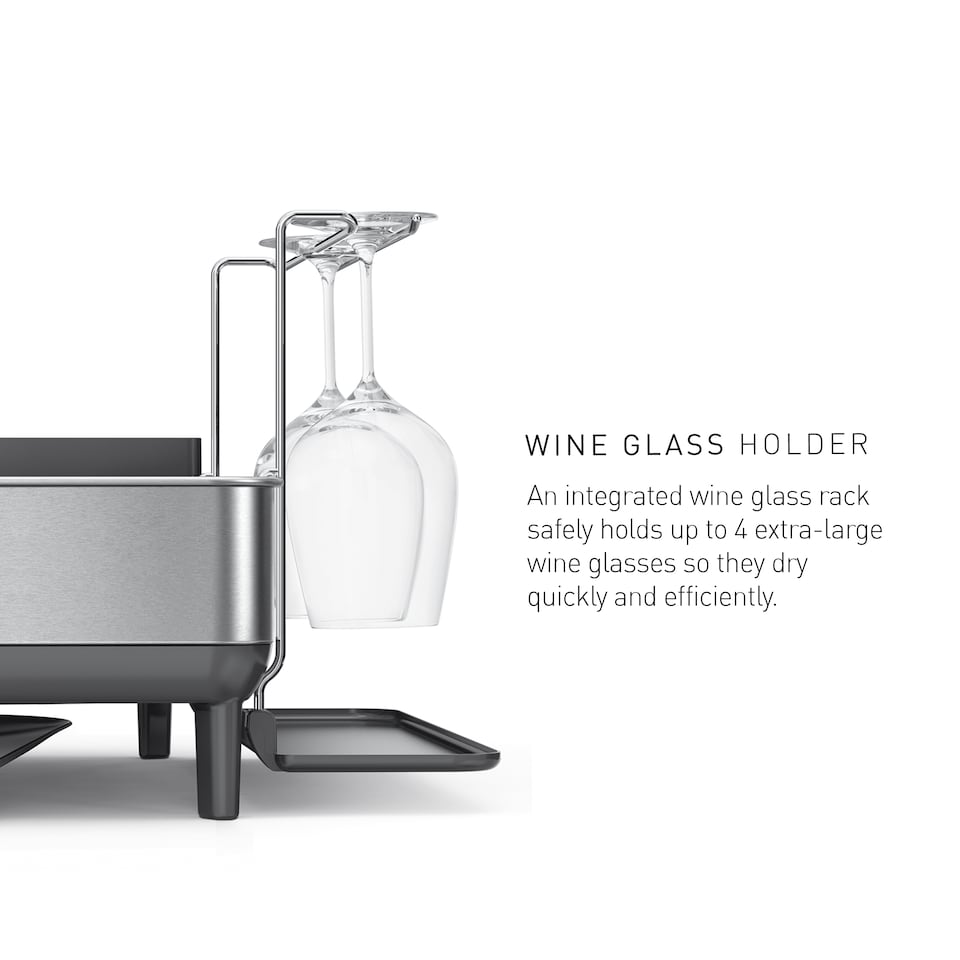 image 1 of Simplehuman Steel Frame Dish Rack Dish Drainer, Brushed Stainless Steel