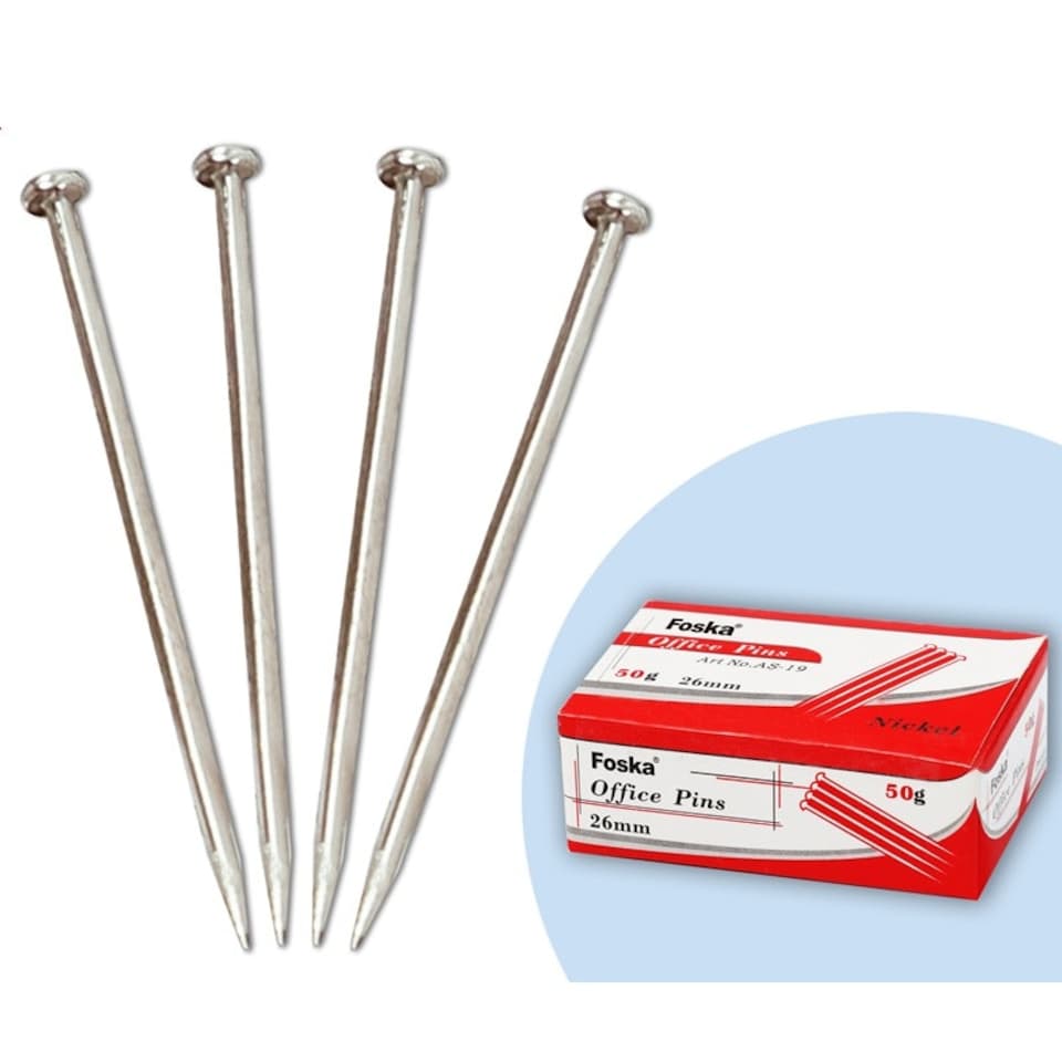image 1 of Pack of 440 26mm Nickel Office Pins (50g)