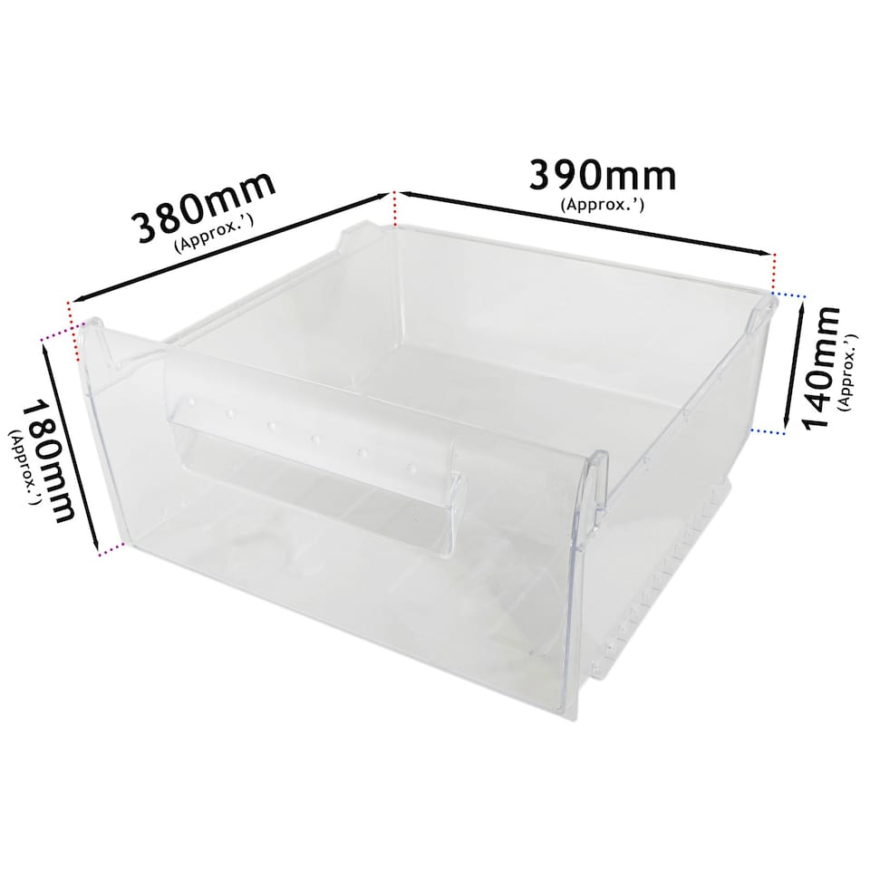 image 1 of Hoover Freezer Drawer Top Upper Middle Container Basket 390mm x 380mm x 180mm Clear