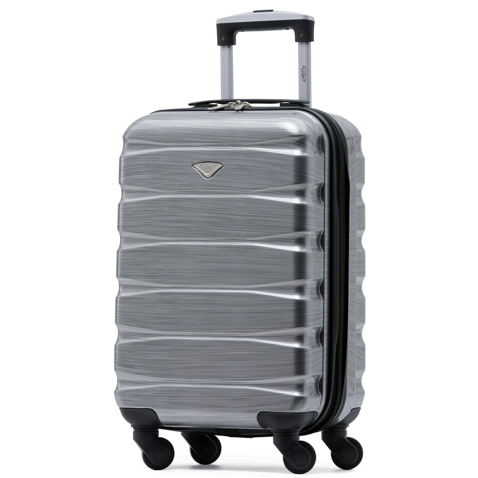 image 1 of 55x35x20cm Carry On Cabin Hard Shell Suitcase - 100+ Airlines Approved Including EasyJet (Paid), British Airways, Ryanair (Priority), TUI Silver | Silver Gloss | Cabin Bag