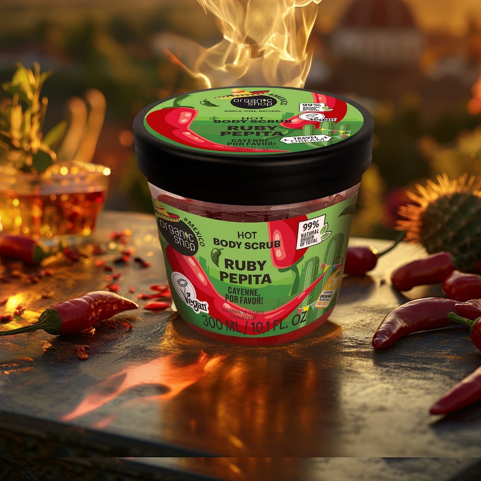 image 1 of Organic Shop Ruby Pepita Por Favor Hot Body Scrub, 300ml