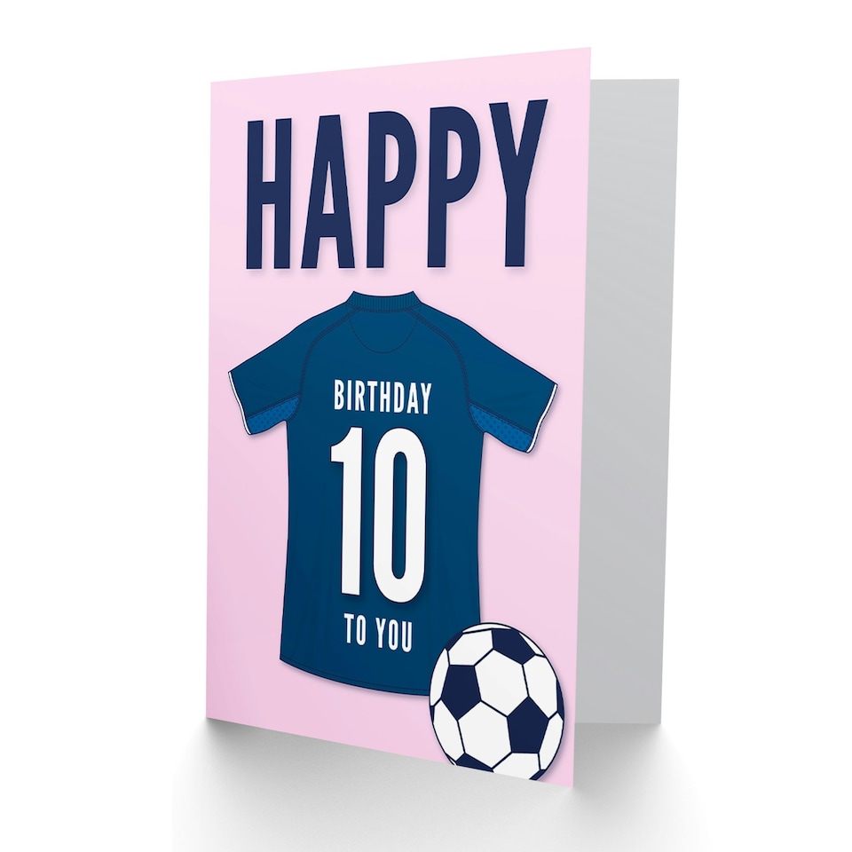 image 1 of Football Strip Kit Dark Jersey Top 10 Year old Kids 10th Birthday Card