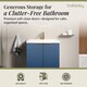 image 3 of Balterley Fluted Front Floor Standing 2 Soft Close Door Bathroom Vanity Unit with 1 Tap Hole Basin, Handles | Blue | Satin Blue