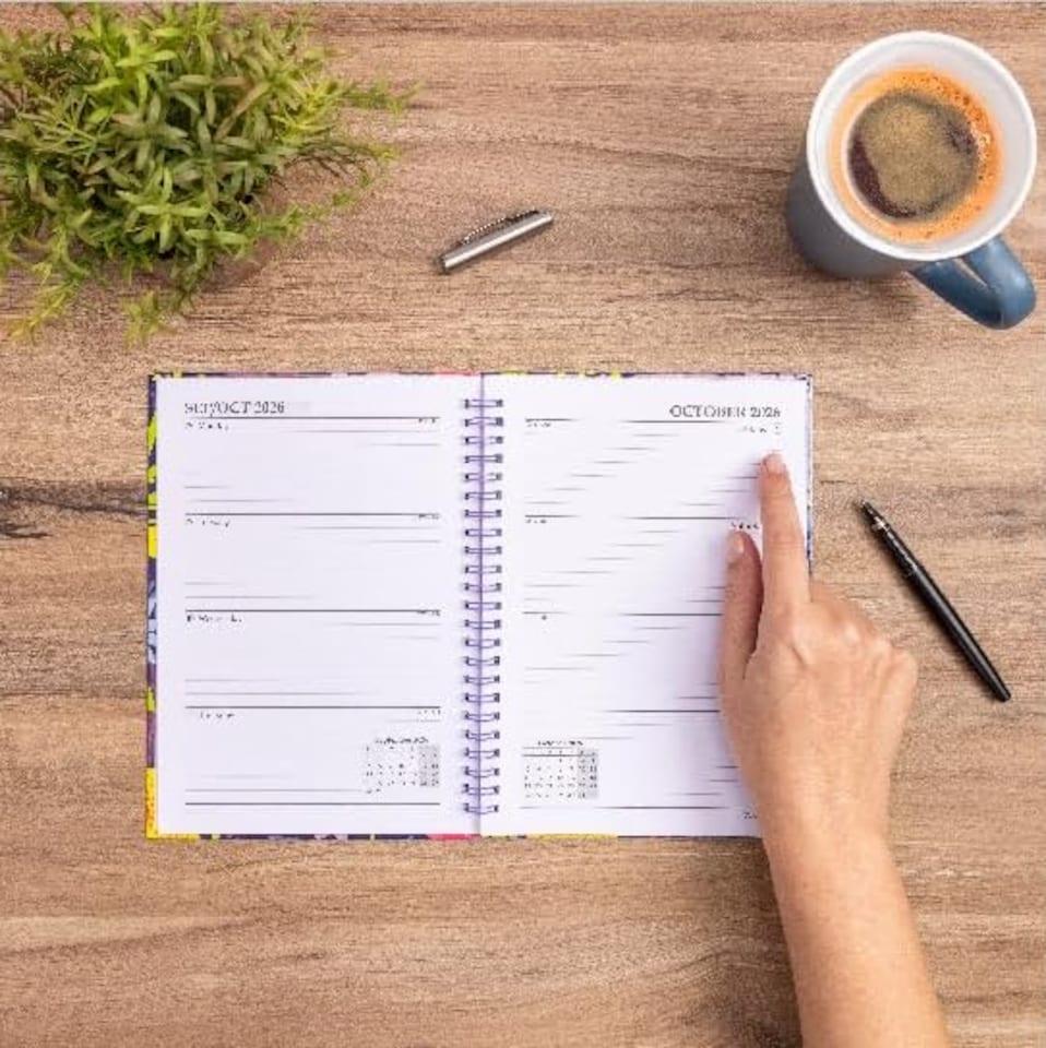 image 1 of 2026 - 2027 Academic Diary A5 Week to View - Spiral Bound Mid Year Planner Aug 2026 to Jul 2027 - Hardback | Black | Wolf