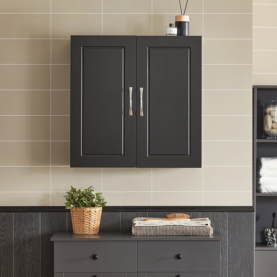 image 1 of SoBuy FRG231-SCH,2-Door Wall Cabinet with Adjustable Shelf | Black | Black | 1
