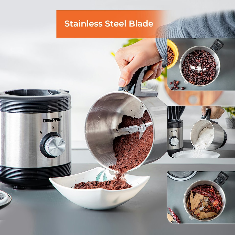 image 1 of GEEPAS 1450W Espresso & Cappuccino Coffee Machine & 450W Coffee Grinder Combo Set