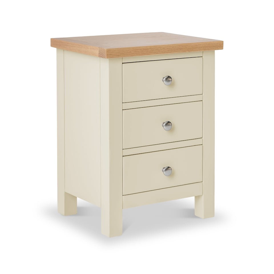 image 1 of Farro Cream Bedside Table - Fully Assembled 3 Drawer Cabinet - By Roseland Furniture