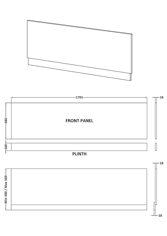 image 1 of 1800mm Straight Bath Front Panel and Plinth - Antique Oak