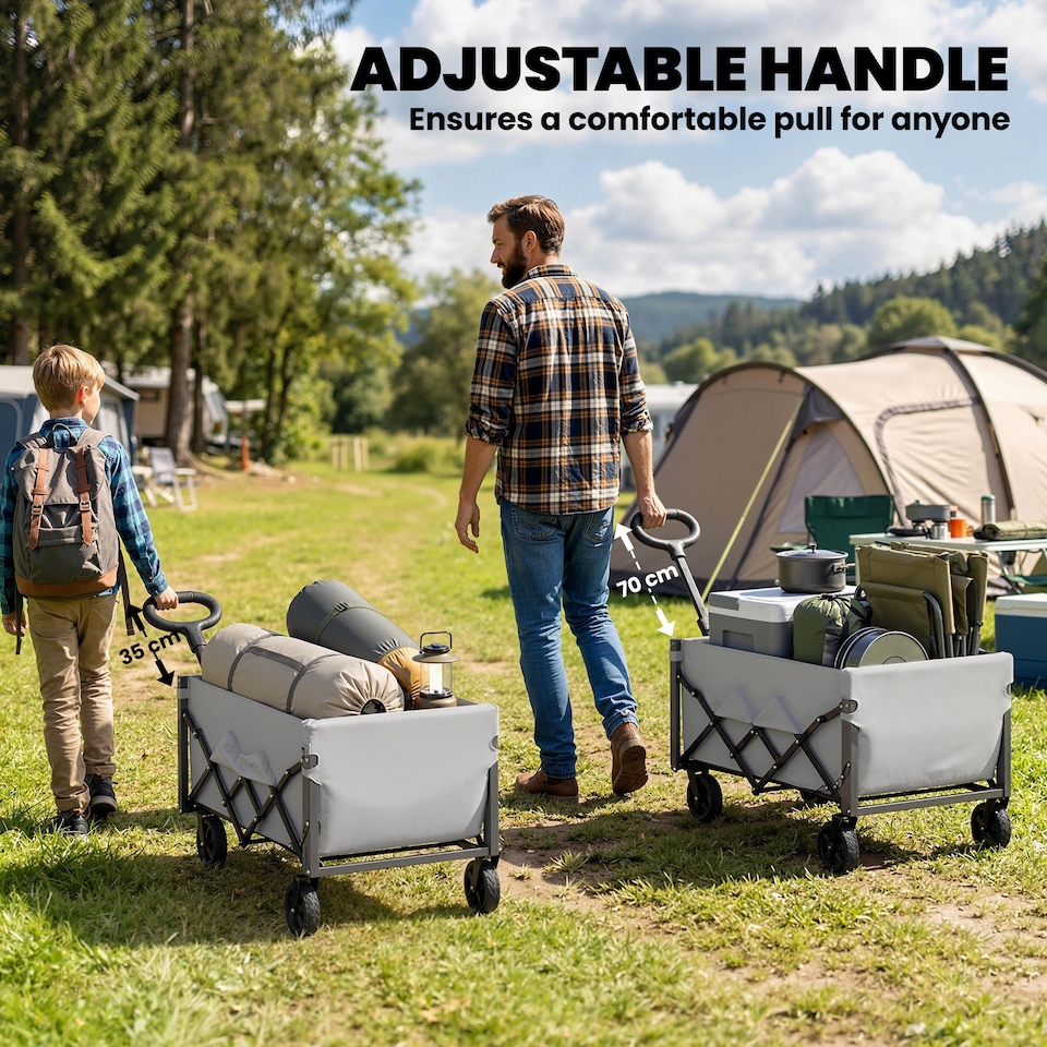 image 1 of Outsunny 60L Festival Trolley on Wheels, Collapsible Wagon Cart | Grey | Grey | 71 x 45 x 86 cm