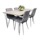 image 1 of Grey Dining Table with Hairpin Legs & 4 Grey Velvet Chairs Set for Kitchen & Dining Room