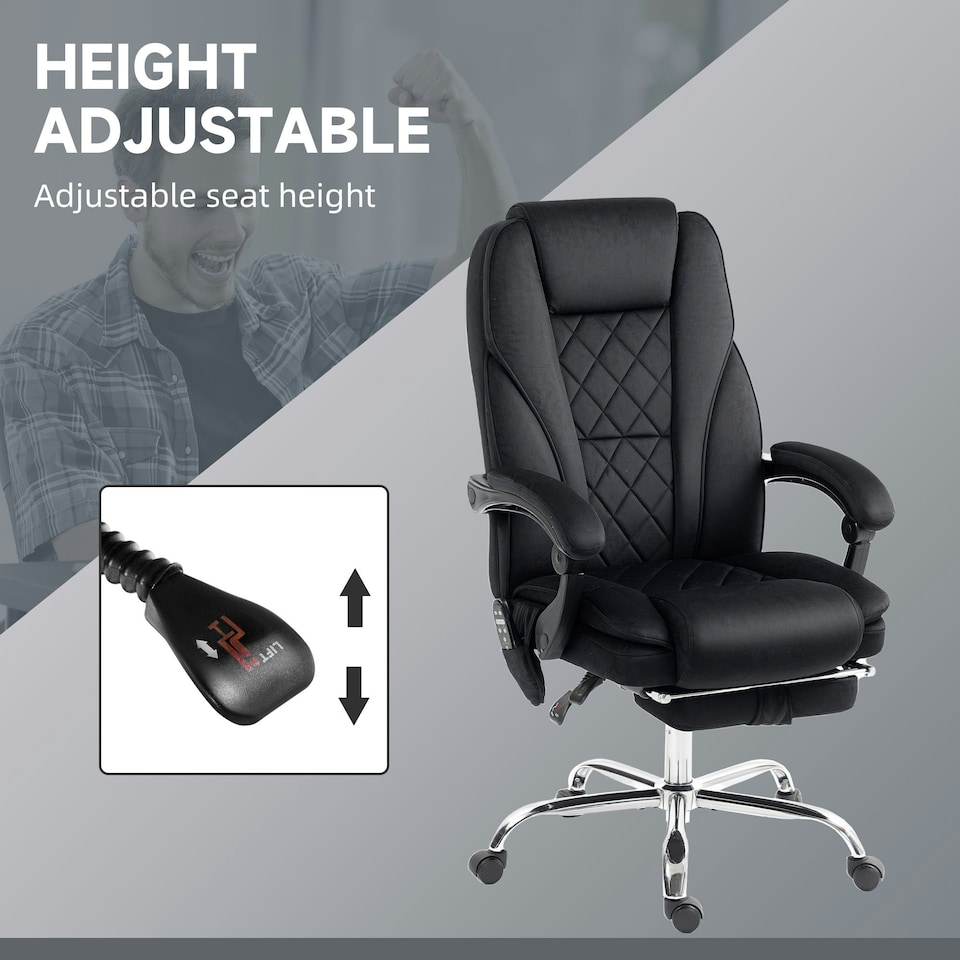 image 1 of Vinsetto Massage Office Chair, Heated Reclining Desk Chair, Black
