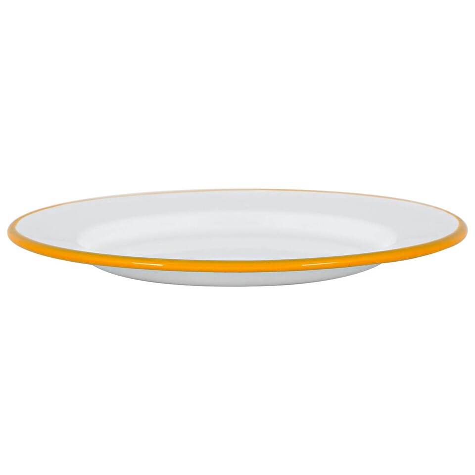 image 1 of Argon Tableware White Enamel Dinner Plates - 25.5cm - Yellow - Pack of 6 Yellow