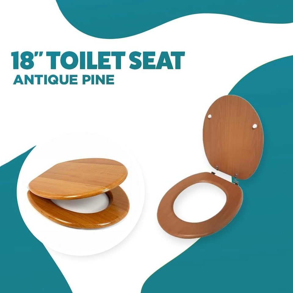 image 1 of Marco Paul Oak Wooden Toilet Seat 18" Brown