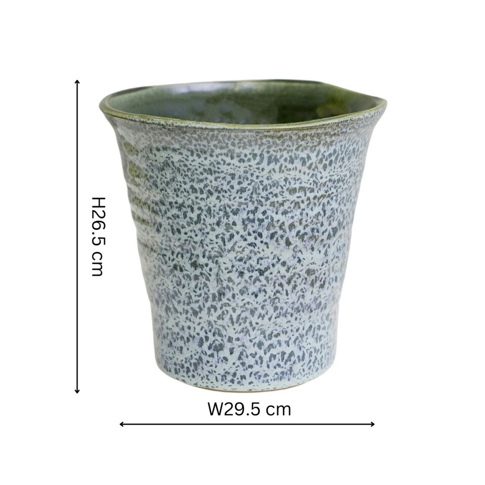 image 1 of Vallo Reactive Glaze Tapered Planter Cream