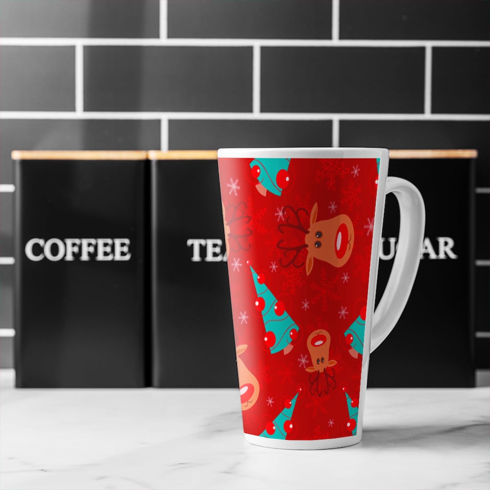 image 1 of Reindeer And Tree Pattern Dining Latte Mug