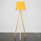 image 1 of ValueLights Modern Light Wood Tripod Design Floor Lamp With Mustard Shade Yellow