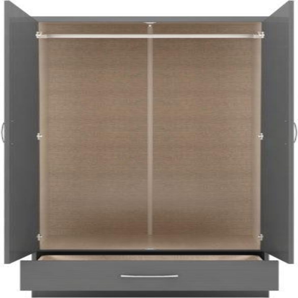 image 1 of Nevada 2 Door 1 Drawer Mirrored Wardrobe Grey | 3D Effect Grey