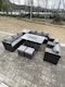 image 3 of Fimous 10 Seater Outdoor Lounge Rattan Sofa Set Garden Furniture Gas Firepit Set Dining Table With Chair Coffee Table Stools Dark Grey Mixed