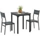 image 6 of HOMCOM 3 Pcs Compact Dining Table 2 Chairs Set Grey Wood Grain