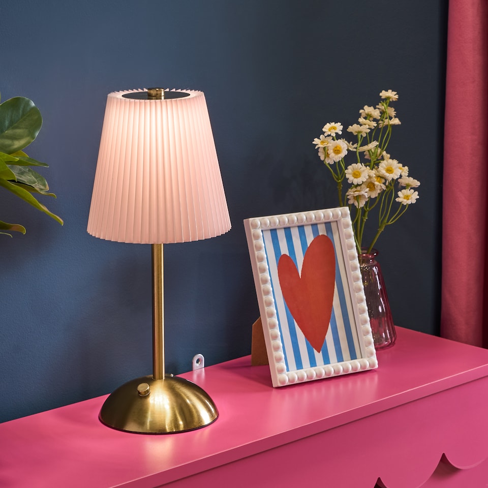 image 1 of OHS Pleated Bedside Lamp LED Rechargeable Cordless Night Light