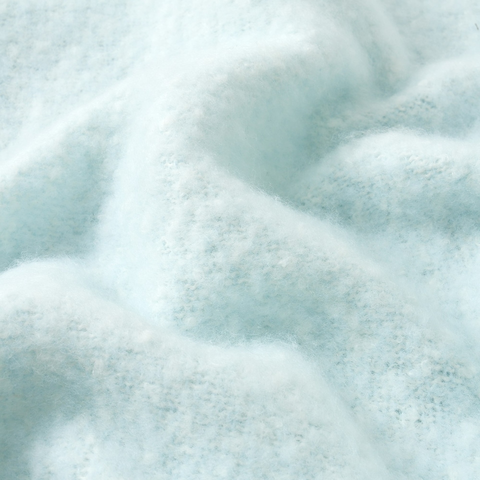 image 1 of Aisling Marl Faux Mohair Throw - Super Soft, Stylish Tasselled Blanket Blue | Duckegg