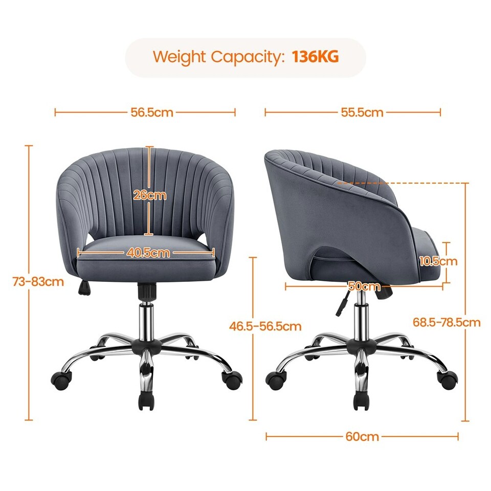 image 1 of Yaheetech Swivel Home Office Chair with Tufted Barrel Back Grey | Dark Grey