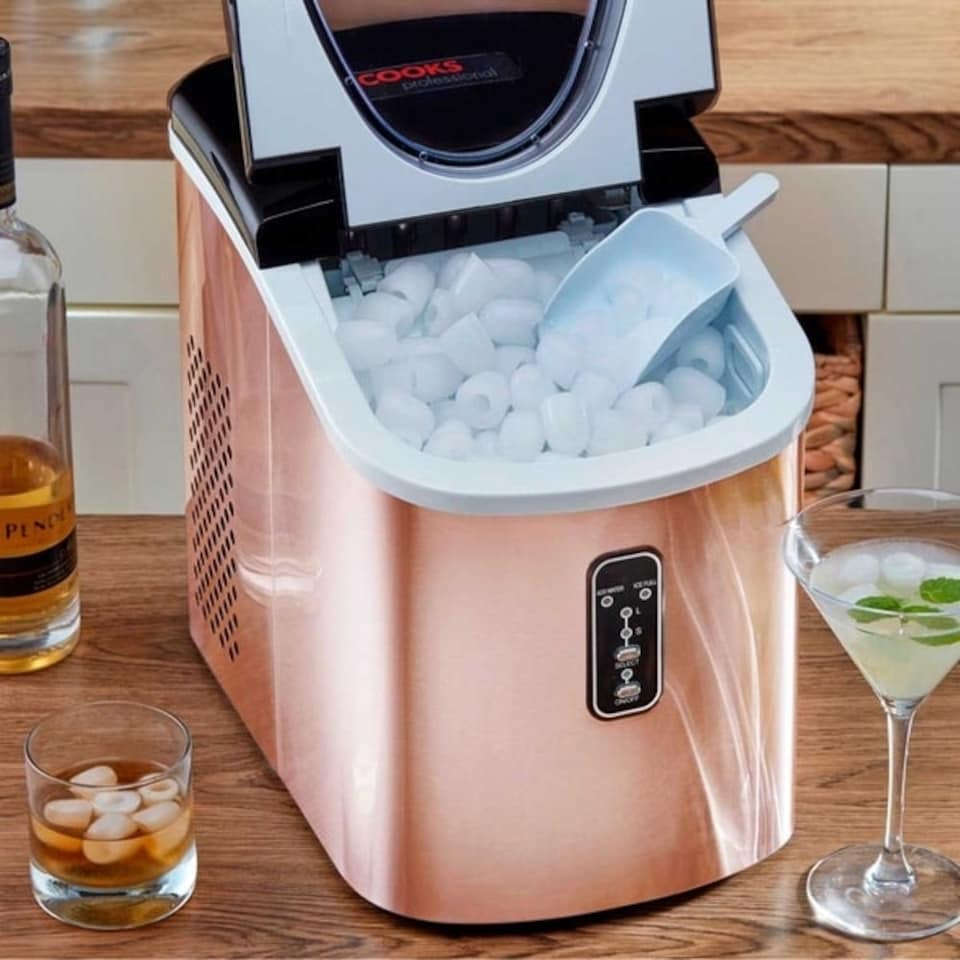 image 1 of Cooks Professional Automatic Ice Maker | 2.2L Water Tank | Quick and Easy with 2 Ice Size Options | Copper