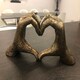 image 2 of Hands Love Gesture Sculpture Antique-Gold Colour Life-Size 26cm/10'' Expression of Appreciation Love Valentine's Day I appreciate I love you Wedding Present