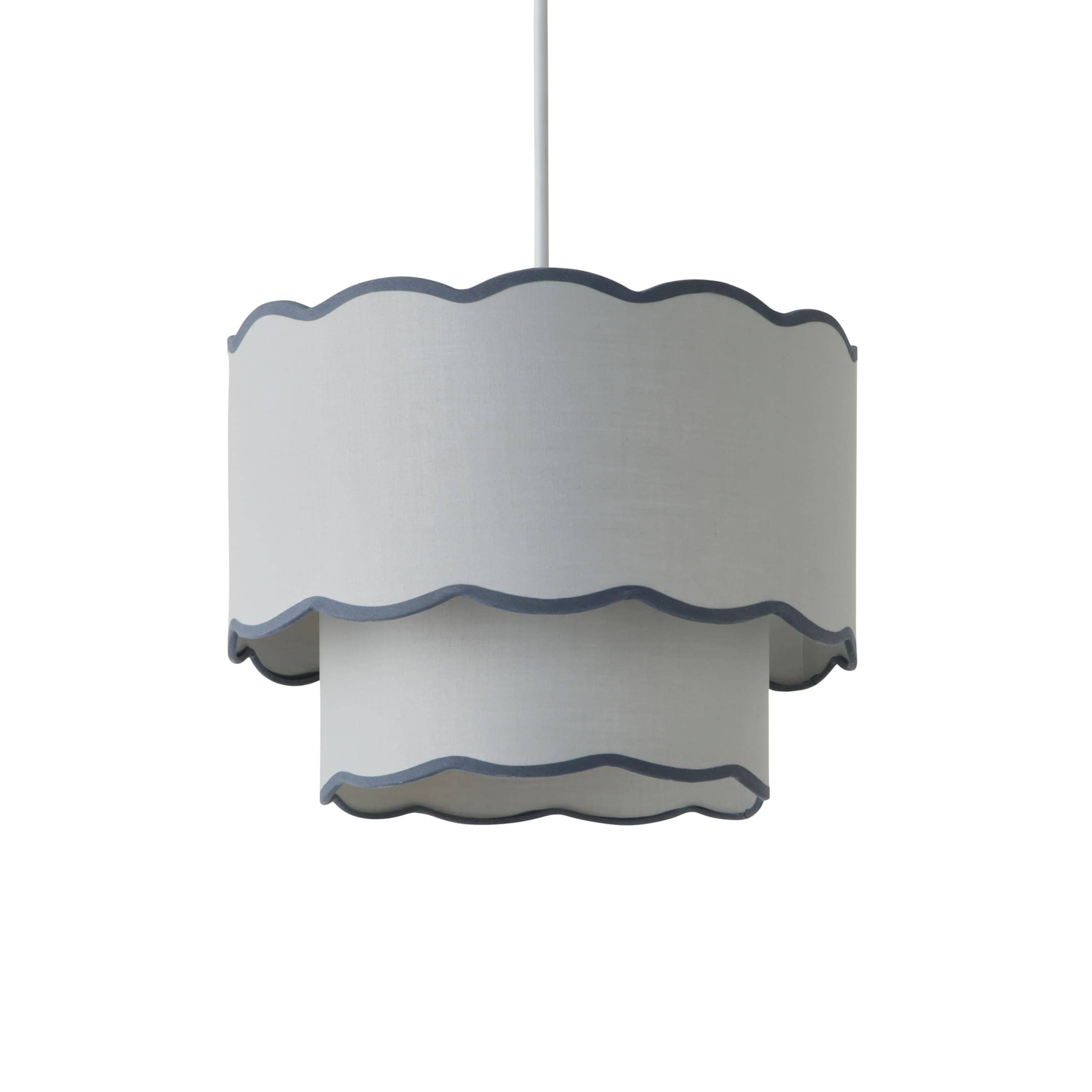 ValueLights Sloane 35cm Two-Tier Scallop Edge Easy Fit Ceiling Lamp Shade & Bulb in Mid Grey