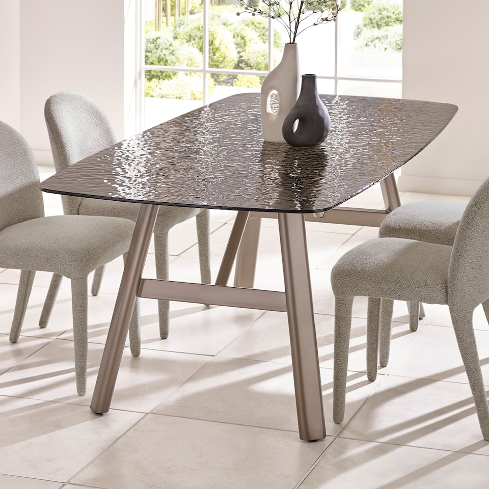 image 1 of Callisto 200cm Rectangular Smoked Bubble Glass Dining Table
