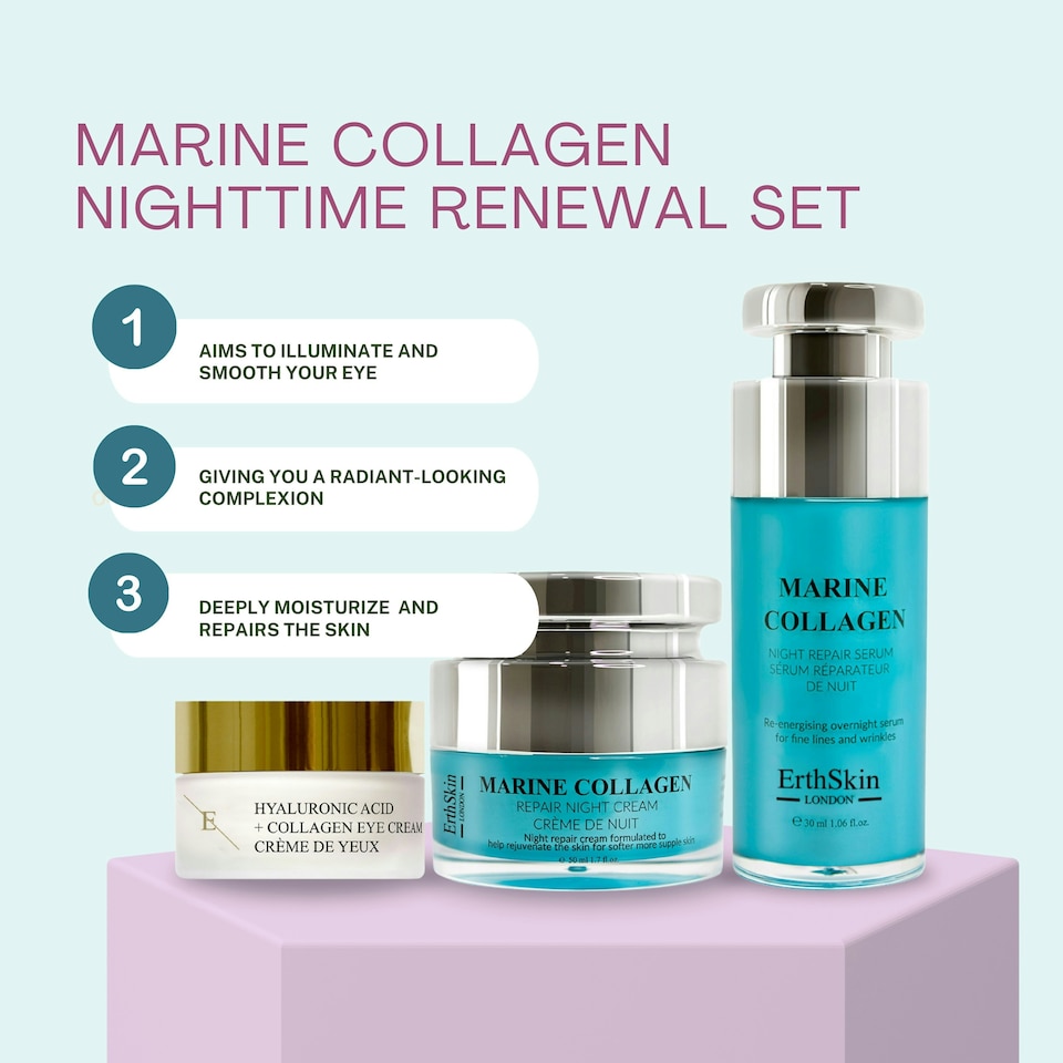 image 1 of Marine Night Cream 50ml + Hyaluronic Eye Cream + Night Repair Serum 30ml