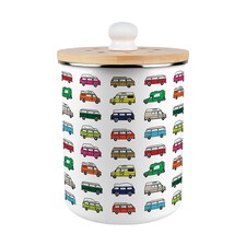 Campervan Print Food Waste Caddy - Metal 2L Decorative Kitchen Compost Bin