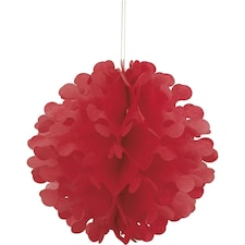 Unique Party Tissue Paper Ball Hanging Decoration - Red - One Size