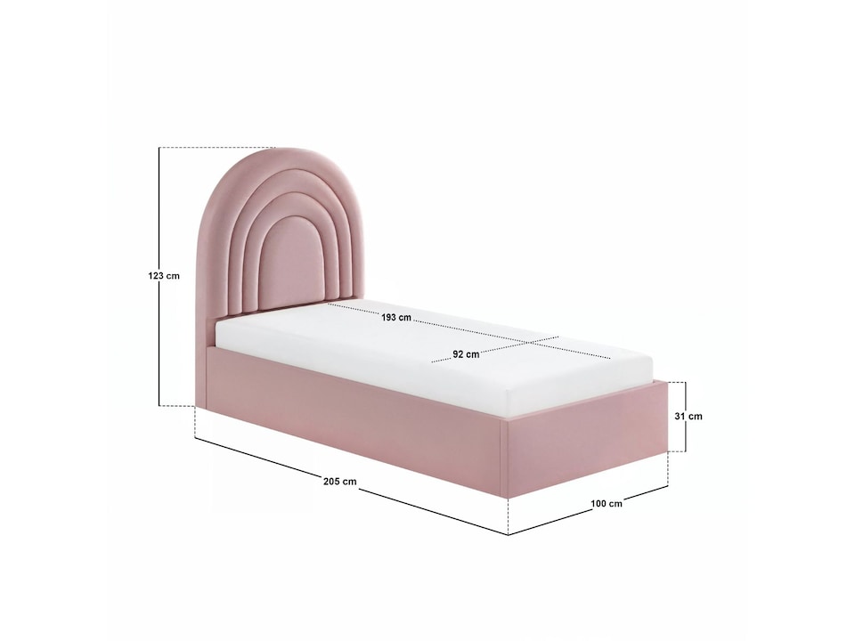 image 1 of Flair Ava Single Ottoman Bed Pink Velvet