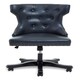 image 1 of Interiors by Premier Black Leather‑Effect Office Chair, Tufted Wingback Seat with Studded Trim, Height‑Adjustable Swivel Chair Black