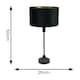 image 3 of ValueLights Maggie Black Candlestick Table Lamp with Black Velvet and Gold Inner Lamp Shade and LED Bulb Black
