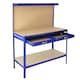 image 4 of Workbench With Pegboard And Drawer In Blue Blue