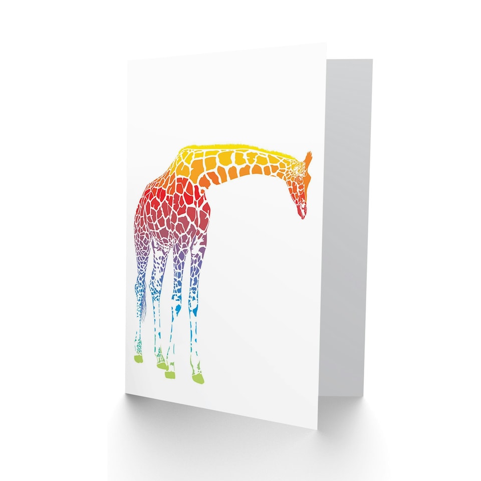 image 1 of Colourful Rainbow Giraffe Bright Animal Greeting Art Card