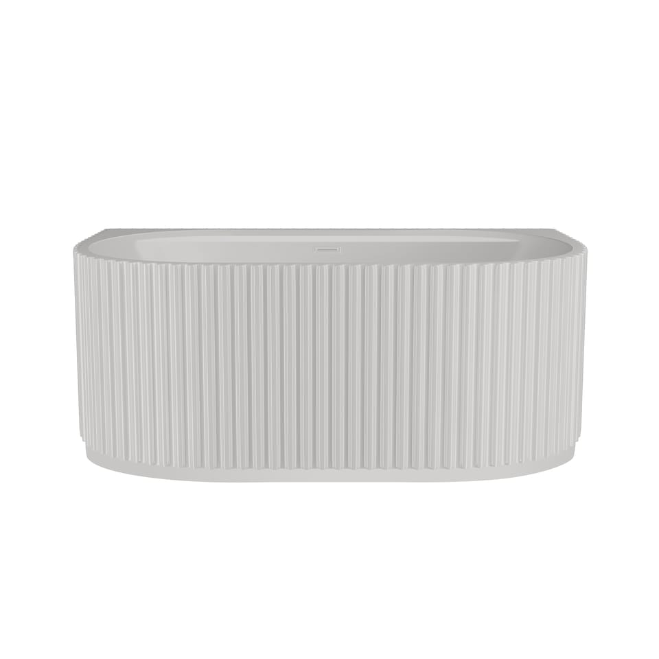 image 1 of Contemporary Back To Wall Freestanding Bath with Ribbing 1600 x 780mm | White | White | 1600 x 780 x 580mm