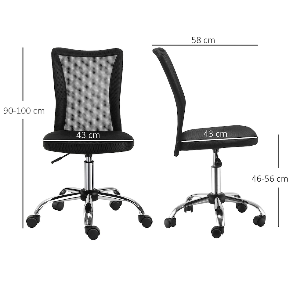 image 1 of Vinsetto Armless Office Chair with Adjustable Height Mesh Back Black
