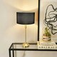 image 1 of ValueLights Maggie Gold Metal Candlestick Slim Table Lamp with Black Fabric Drum Lamp Shade