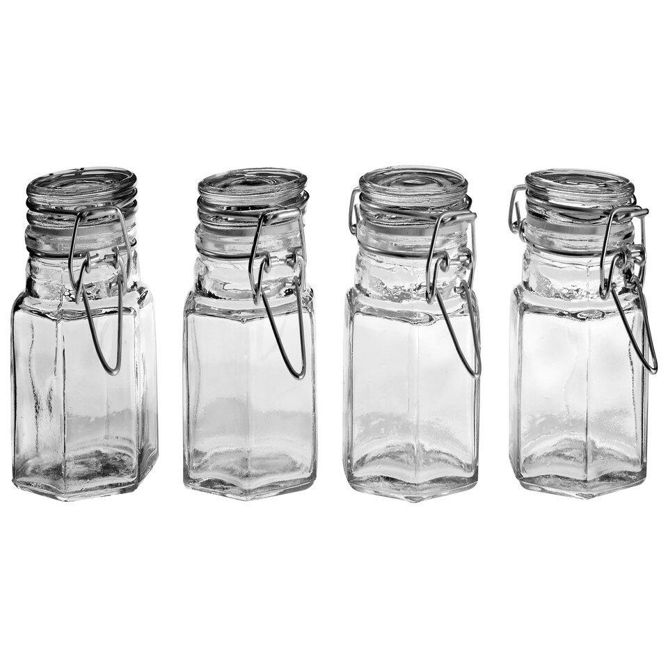 Essentials by Premier Hayden Glass and Clip Top Lids Spice Jars Set of 4