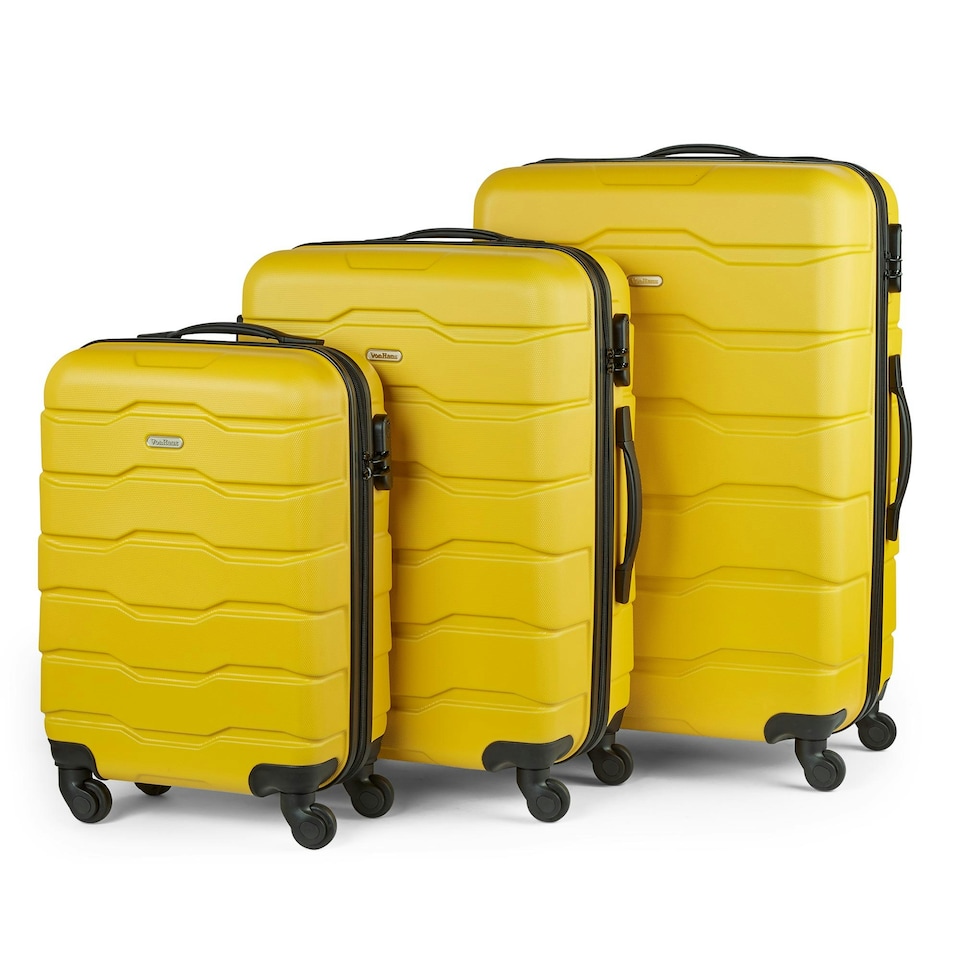 image 1 of VonHaus 3pc Yellow Luggage Set, 360° Silent Spinner Wheels